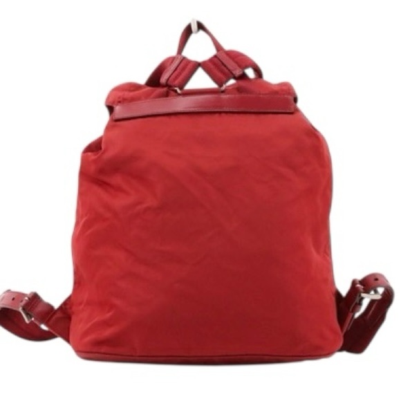 PRADA Red Nylon & Leather Triangle Backpack - Picture 6 of 15